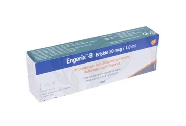 ENGERIX-B 20 MCG/ 1ML 1 ENJEKTOR (hepatit b aşısı) ürün ambalajı, enjeksiyonluk ürün. Üretici: GLAXOSMİTHKLİNE İLAÇLARI SAN. VE TİC. A.Ş.