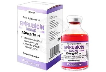 EPIRUBICIN KOCAK 100 MG/50 ML IV INF. HAZIRLAMAK ICIN KONSANTRE COZELTI ICEREN FLAKON kutu fotoğrafı, çözelti formunda epirubisin hidroklorür içerir. Üretici: KOÇAK FARMA İLAÇ VE KİMYA SANAYİ A.Ş.