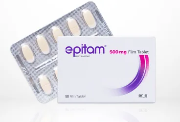 EPITAM 500 MG 100 FILM TABLET (levetirasetam) kutu fotoğrafı, film kaplı tablet. Üretici: ALİ RAİF İLAÇ SANAYİ A.Ş.
