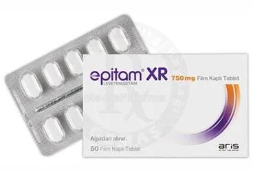 EPITAM XR 750 MG 50 FILM KAPLI TABLET (levetirasetam) ambalajı, film kaplı tablet. Üretici: ALİ RAİF İLAÇ SANAYİ A.Ş.