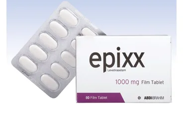 EPIXX 1000 MG 50 FİLM TABLET kutu fotoğrafı. Levetirasetam içeren film kaplı tablet. Üretici: ABDİ İBRAHİM İLAÇ SANAYİ VE TİCARET A.Ş.