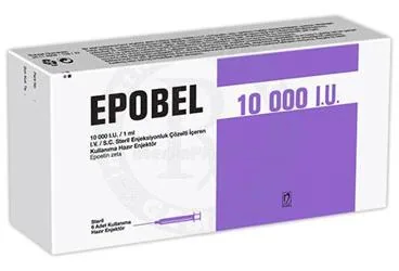 EPOBEL 10000 IU/1 ML I.V. /S.C. STERIL ENJEKSIYONLUK COZELTI ICEREN KULLANIMA HAZIR ENJEKTOR kutusu. Epoetin zeta içeren çözelti. Üretici: NOBEL İLAÇ PAZARLAMA VE SANAYİİ LTD. ŞTİ.