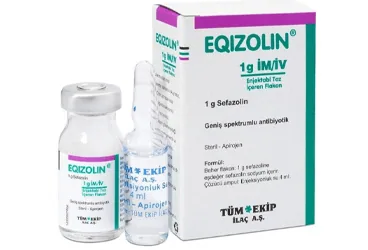 EQIZOLIN- IM/IV 1000 MG 1 FLAKON (sefazolin sodyum) kutu fotoğrafı, flakon. Üretici: TÜM - EKİP İLAÇ A.Ş.