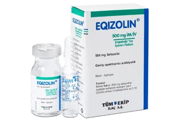 Sefazolin sodyum içeren flakon: EQIZOLIN- IM/IV 500 MG 1 FLAKON kutu fotoğrafı. Üretici: TÜM - EKİP İLAÇ A.Ş.