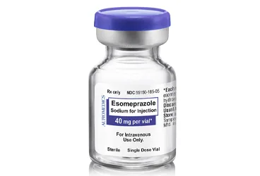 ESEMEPROL 40 MG IV INFUZYON / ENJEKSIYON ICIN LIYOFILIZE TOZ ICEREN 1 FLAKON kutu fotoğrafı. Esomeprazol içeren flakon. Üretici: CENTURİON İLAÇ SANAYİ VE TİCARET ANONİM ŞİRKETİ.