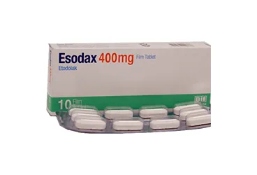 Etodolak içeren film kaplı tablet: ESODAX 400 MG 10 FILM TABLET kutusu. Üretici: BİOFARMA İLAÇ SANAYİ VE TİCARET A.Ş.