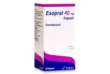 ESOPRAL 40 MG 28 ENTERIK KAPLI TABLET kutu fotoğrafı. Esomeprazol içeren tablet. Üretici: TERRA İLAÇ VE KİMYA SAN. TİC. A.Ş.
