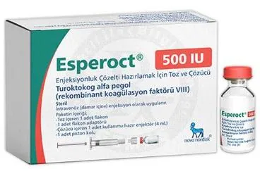ESPEROCT 500 IU ENJEKSIYONLUK COZELTI HAZIRLAMAK ICIN TOZ VE COZUCU (1 FLAKON) (anti hemofilik faktör 8) kutu fotoğrafı, çözelti. Üretici: NOVO NORDISK SAĞLIK ÜRÜNLERİ TİCARET LİMİTED ŞİRKETİ.