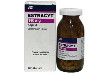 Estramustin fosfat içeren kapsül: ESTRACYT 140 MG 100 KAPSUL kutu fotoğrafı. Üretici: PFİZER PFE İLAÇLARI ANONİM ŞİRKETİ.