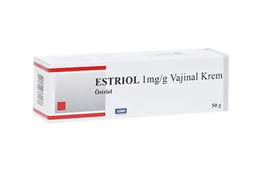 ESTRIOL 1 MG 50 GR VAJİNAL KREM ürün ambalajı. Estriol -topikal içeren krem. Üretici: ASSOS İLAÇ KİMYA GIDA ÜRÜNLERİ ÜRETİM VE TİC. A.Ş.