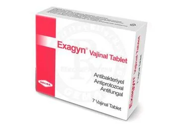 EXAGYN 750 MG/200 MG/100 MG VAJINAL TABLET (7 TABLET) kutu fotoğrafı. Metronidazol + mikonazol - vajinal içeren tablet. Üretici: HELBA İLAÇ İÇ VE DIŞ SANAYİ TİCARET ANONİM ŞİRKETİ.