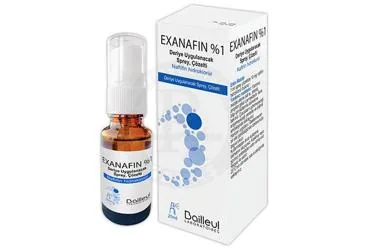 Naftifin hcl içeren çözelti: EXANAFIN %1 DERIYE UYGULANACAK SPREY, COZELTI (20 ML) kutu fotoğrafı. Üretici: LABORATOİRES BAİLLEUL İLAÇ SANAYİ VE TİCARET ANONİM ŞİRKETİ.