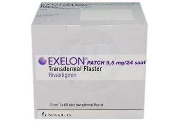 EXELON PATCH 9,5 MG/24 SAATTRANSDERMAL FLASTER ambalajı. Etkin maddesi rivastigmin. Üretici: NOVARTİS SAĞLIK GIDA VE TARIM ÜRÜNLERİ SANAYİ VE TİCARET ANONİM ŞİRKETİ.