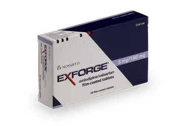 EXFORGE 5/160 MG 28 FİLM TABLET (amlodipin + valsartan) ambalajı, film kaplı tablet. Üretici: NOVARTİS SAĞLIK GIDA VE TARIM ÜRÜNLERİ SANAYİ VE TİCARET ANONİM ŞİRKETİ.