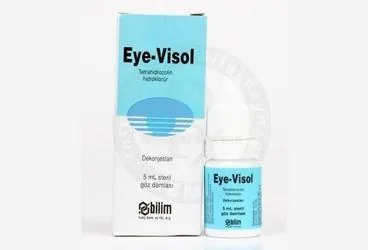 EYE VISOL % 0,05 GOZ DAMLASI, COZELTI (5 ML) ambalajı, göz damlası formunda tetrahidrozolin hcl -oftalmik içerir. Üretici: BİLİM İLAÇ SANAYİİ VE TİCARET A.Ş.