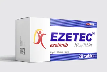 Ezetimib içeren tablet: EZETEC 10 MG 28 TABLET ürün ambalajı. Üretici: NEUTEC İLAÇ SANAYİ TİCARET ANONİM ŞİRKETİ.