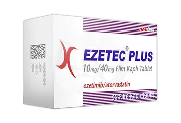 EZETEC PLUS 10 MG/40 MG FILM KAPLI TABLET (30 TABLET) (atorvastatin + ezetimib) kutu fotoğrafı, film kaplı tablet. Üretici: NEUTEC İLAÇ SANAYİ TİCARET ANONİM ŞİRKETİ.
