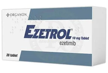 Ezetimib içeren tablet: EZETROL 10 MG TABLET (28 TABLET) kutu fotoğrafı. Üretici: ORGANON TURKEY İLAÇLARI LİMİTED ŞİRKETİ.