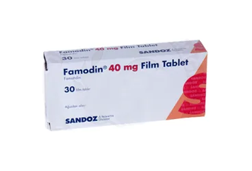 FAMODIN 40 MG 30 TABLET kutusu. Famotidin içeren tablet. Üretici: SANDOZ İLAÇ SANAYİ VE TİCARET A.Ş.