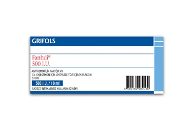 FANHDI 500 IU 1 FLAKON (anti hemofilik faktör 8) kutusu, flakon. Üretici: DEM İLAÇ SAN. VE TİC. A.Ş.