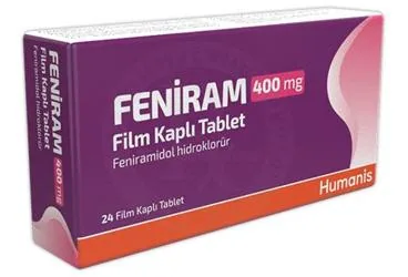 Feniramidol hcl içeren film kaplı tablet: FENIRAM 400 MG 24 FILM TABLET ambalajı. Üretici: HUMANİS SAĞLIK ANONİM ŞİRKETİ.