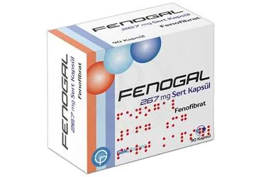 FENOGAL 267 MG SERT KAPSUL (90 KAPSUL) kutusu, kapsül formunda fenofibrat içerir. Üretici: GALEPHARMA İLAÇ SAN. VE TİC. A.Ş.