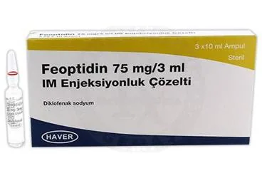 FEOPTIDIN 75 MG / 3 ML IM ENJEKSIYONLUK COZELTI (10 ADET) (diklofenak) kutusu, çözelti. Üretici: HAVER TRAKYA İLAÇ SANAYİ VE TİCARET ANONİM ŞİRKETİ.