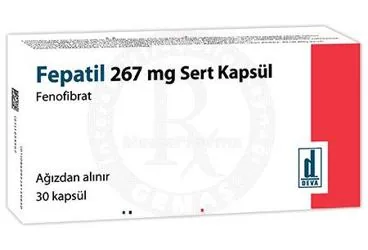 FEPATIL 267 MG SERT KAPSUL (30 KAPSUL) ambalajı. Fenofibrat içeren kapsül. Üretici: DEVA HOLDİNG ANONİM ŞİRKETİ.