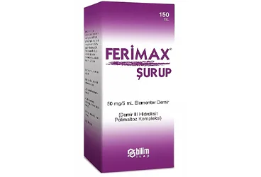 Demir iii hidroksit içeren şurup: FERIMAX 150 ML ŞURUP kutu fotoğrafı. Üretici: BİLİM İLAÇ SANAYİİ VE TİCARET A.Ş.