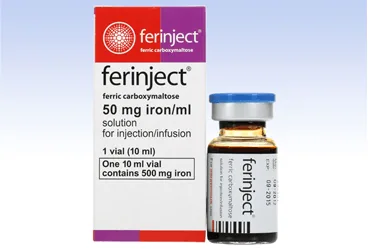 FERINJECT 500 MG 10 ML 1 FLAKON (demir polimaltoz) ürün ambalajı, flakon. Üretici: ABDİ İBRAHİM İLAÇ SANAYİ VE TİCARET A.Ş.