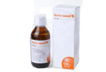 Mültivitamin mineral kombinasyonu içeren şurup: FERRO SANOL B 150 ML ŞURUP kutusu. Üretici: ADEKA İLAÇ SANAYİ VE TİCARET A.Ş.