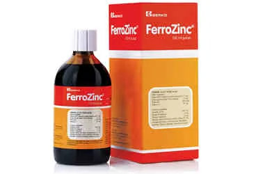 FERROZINC 100 ML ŞURUP kutu fotoğrafı, şurup formunda mültivitamin mineral kombinasyonu içerir. Üretici: BERKO İLAÇ VE KİMYA SAN. A.Ş.