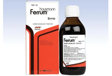Demir iii hidroksit içeren şurup: FERRUM HAUSMAN 50 MG / 5 ML SURUP 150 ML ürün ambalajı. Üretici: ABDİ İBRAHİM İLAÇ SANAYİ VE TİCARET A.Ş.
