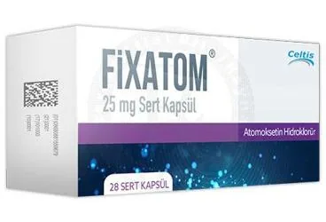 Atomoksetin hcl içeren kapsül: FIXATOM 25 MG SERT KAPSUL (28 KAPSUL) ambalajı. Üretici: CELTİS İLAÇ SANAYİ VE TİCARET ANONİM ŞİRKETİ.