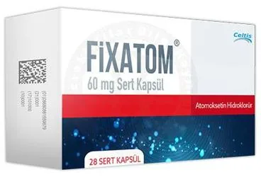 FIXATOM 60 MG SERT KAPSUL (28 KAPSUL) ambalajı, kapsül formunda atomoksetin hcl içerir. Üretici: CELTİS İLAÇ SANAYİ VE TİCARET ANONİM ŞİRKETİ.