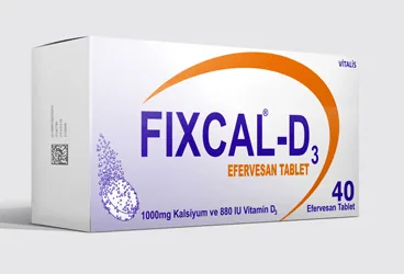 Vitamin d, kalsiyum kombinasyonları içeren efervesan tablet: FIXCAL D3 1000 MG / 880 IU EFERVESAN TABLET (30 EFERVESAN TABLET) ambalajı. Üretici: CELTİS İLAÇ SANAYİ VE TİCARET ANONİM ŞİRKETİ.