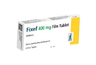 FIXEF 400 MG 5 FİLM TABLET kutu fotoğrafı, film kaplı tablet formunda sefiksim içerir. Üretici: DEVA HOLDİNG ANONİM ŞİRKETİ.