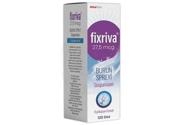 FIXRIVA 27,5 MCG BURUN SPREYİ,SUSPANSIYON (120 DOZ) (flutikazon -nazal) kutu fotoğrafı, nazal sprey. Üretici: NEUTEC İLAÇ SANAYİ TİCARET ANONİM ŞİRKETİ.