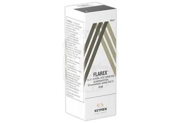 FLAREX % 0,1 STERIL OFTALMIK SUSPANSIYON (5 ML) (fluorometholon -oftalmik) ürün ambalajı, süspansiyon. Üretici: KEYMEN İLAÇ SANAYİ VE TİCARET A.Ş.
