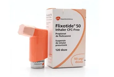 FLIXOTIDE INHALER 50 MCG 120 DOZ INHALER (flutikazon -inhalant) kutu fotoğrafı, inhaler. Üretici: GLAXOSMİTHKLİNE İLAÇLARI SAN. VE TİC. A.Ş.