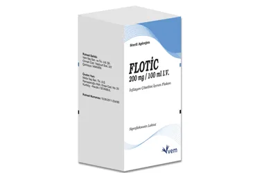 FLOTIC 200 MG/100 ML IV INF.COZ.ICEREN FLAKON kutu fotoğrafı. Siprofloksasin içeren flakon. Üretici: VEM İLAÇ SAN. VE TİC. ANONİM ŞİRKETİ.
