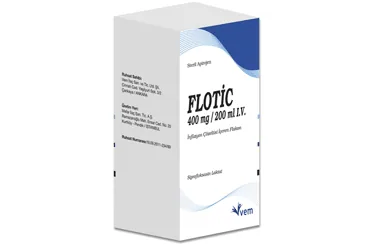 FLOTIC 400 MG/200 ML IV INF.COZ.ICEREN FLAKON (siprofloksasin) ürün ambalajı, flakon. Üretici: VEM İLAÇ SAN. VE TİC. ANONİM ŞİRKETİ.
