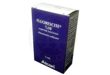 FLUORESCITE %10 ENJEKSIYONLUK COZELTI ICEREN 1 FLAKON (fluoressein) ürün ambalajı, çözelti. Üretici: ALCON LABORATUVARLARI TİC. A.Ş.