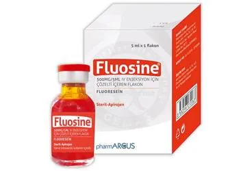 Fluoressein içeren çözelti: FLUOSINE 500 MG/5 ML IV ENJEKSIYON ICIN COZELTI ICEREN FLAKON (1 FLAKON) kutu fotoğrafı. Üretici: PHARMARGUS İLAÇ ARAŞTIRMASI VE ÜRETİM SAN. VE DIŞ TİC. LTD. ŞTİ.