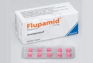 Indapamid içeren film kaplı tablet: FLUPAMID 2,5 MG 60 FİLM TABLET ambalajı. Üretici: SANOVEL İLAÇ SANAYİ VE TİCARET ANONİM ŞİRKETİ.