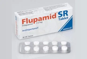 FLUPAMID SR 1,5 MG 30 TABLET kutusu. Indapamid içeren tablet. Üretici: SANOVEL İLAÇ SANAYİ VE TİCARET ANONİM ŞİRKETİ.