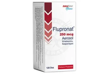 FLUPRONAT 250 MCG AEROSOL INHALASYONU, SUSPANSİYON 120 DOZ kutusu, inhalasyon aerosolü formunda flutikazon -inhalant içerir. Üretici: NEUTEC İNHALER İLAÇ SANAYİ VE TİCARET ANONİM ŞİRKETİ.