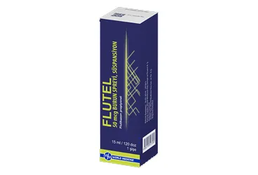 FLUTEL 50 MCG BURUN SPREYI, SUSPANSIYON (flutikazon -nazal) ambalajı, nazal sprey. Üretici: WORLD MEDICINE İLAÇ SAN. VE TİC. A.Ş.