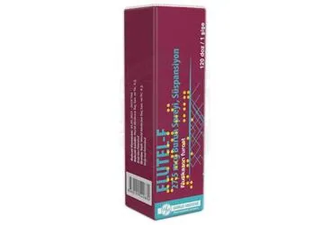 Flutikazon -nazal içeren nazal sprey: FLUTEL-F 27,5 MCG BURUN SPREYI, SUSPANSIYON ambalajı. Üretici: WORLD MEDICINE İLAÇ SAN. VE TİC. A.Ş.