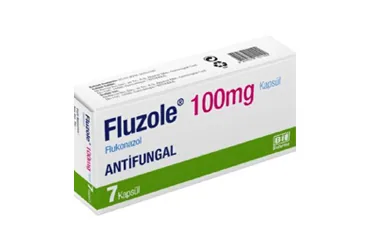 FLUZOLE 100 MG 7 KAPSUL kutu fotoğrafı, kapsül formunda flukonazol içerir. Üretici: BİOFARMA İLAÇ SANAYİ VE TİCARET A.Ş.